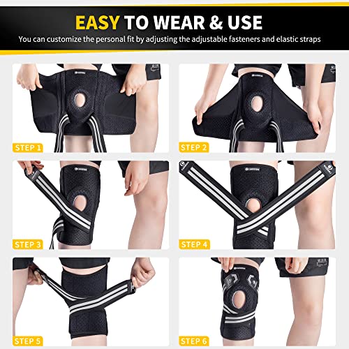 CAMBIVO Adjustable Knee Brace for Men and Women – Side Stabilizers for Pain Relief and Support (Small, Gray)