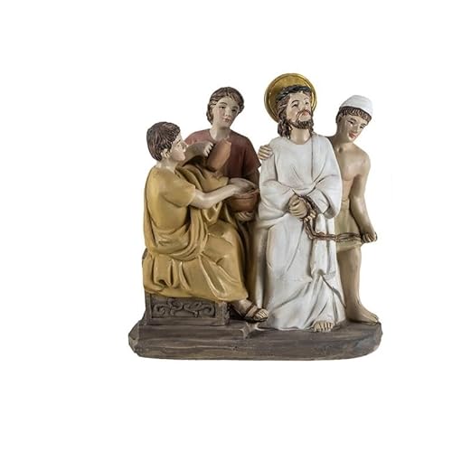 Rappresentanza del giudizio di Erode in resina dipinta a mano da 11 cm