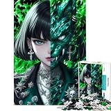 Rompecabezas de 1000 Piezas para Adultos Regalos transformación de Llama Verde Chica Anime Waifu Juego desafío Mental Juguete Corte Exacto Juego Tiempo Libre Regalo significativo (38x52cm)
