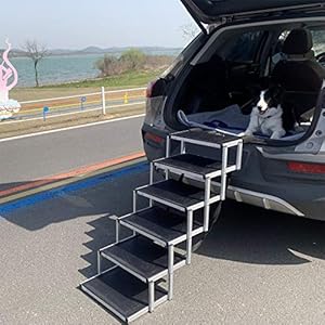 YEP-HHO-6-Steps-Dog-Ramps-for-Large-Dogs-Sturdy-and-Lightweight-Dog-Stair-Aluminum-Foldable-Dog-Ramp-Ladder-with-Nonslip-Surface-Dog-ramp-for-Cars-Pet-Stair-for-Dogs-to-Get-on-CarTruck-and-SUV - Cucciolini Doodles YEP-HHO-6-Steps-Dog-Ramps-for-Large-Dogs-Sturdy-and-Lightweight-Dog-Stair-Aluminum-Foldable-Dog-Ramp-Ladder-with-Nonslip-Surface-Dog-ramp-for-Cars-Pet-Stair-for-Dogs-to-Get-on-CarTruck-and-SUV