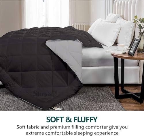 Image of 600 GSM Heavy Winter Single Bed Comforter | Microfiber, Breathable, Reversible,Soft, Lightweight & Machine Washable Comforter for Single Bed 60x90 Inch - BalckSilver