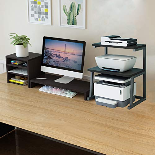 Tmucung Printer Stand Desktop Stand For Printer 3-Tier Multifunction Storage Book Shelf Floor Printer Table Space Organizer Perfect For Office Living Room Kitchen(Black) #TOP6