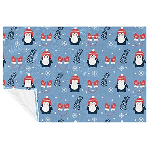 Couverture pingouin de Noël plaid doux chaud haute densité 150x100cm - 2