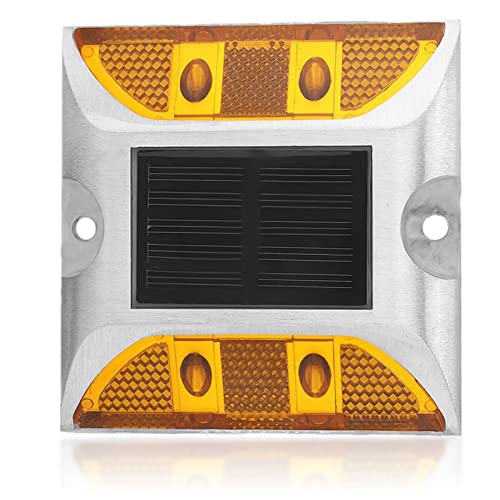 Preisvergleich Produktbild Dioche 2-seitiger Reflektierende Straßenmarkierungen, Straßenreflektor Aluminium-Rechteck-Reflektor mit LED, Casting Aluminium Road Stud-Licht-Solarbetriebene Außenleuchte für Pathway Road