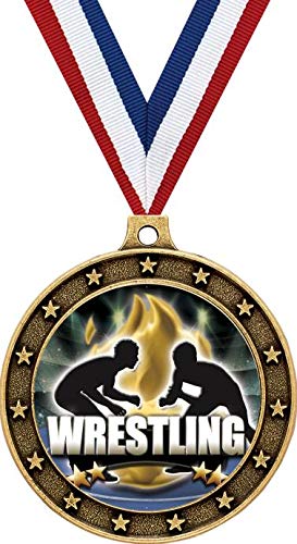Wrestling Gold Medals - 2 1/2" Titan Series Wrestling Flame Medal Awards