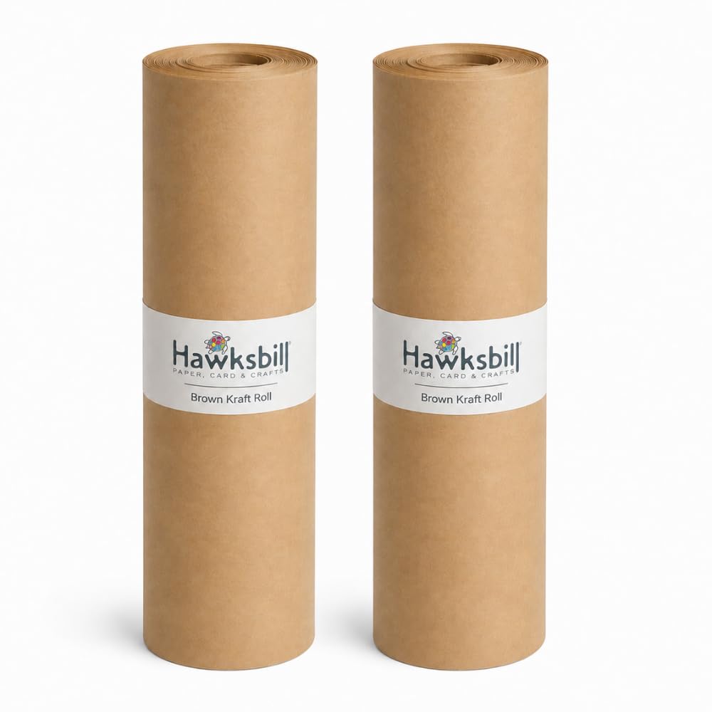 Hawksbill Brown Wrapping Paper Roll 500mm x 20m (Twin Pack) Eco-Friendly Brown Kraft Paper Wrapping Roll 100% Recycled & Biodegradable Gift Wrap Perfect for Christmas Birthdays Craft Projects