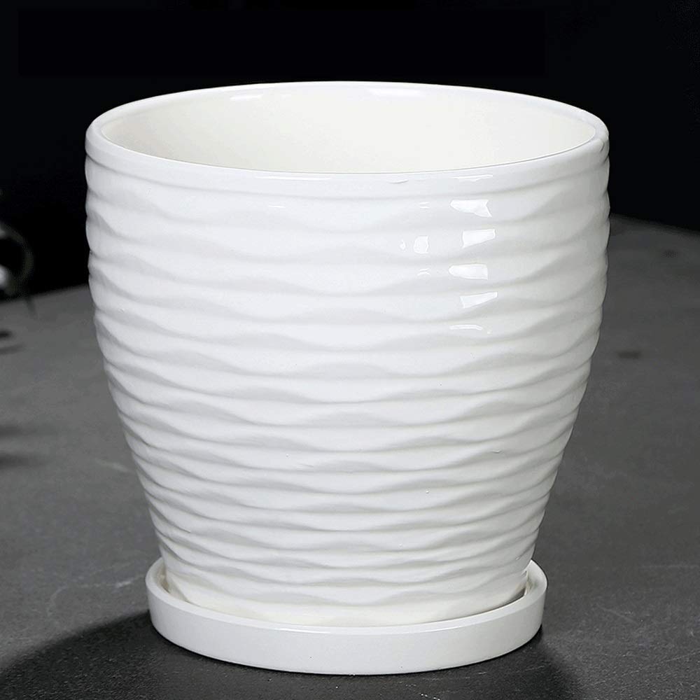 Décoration de bureau de jardin pots de fleurs en céramique blanc - 8
