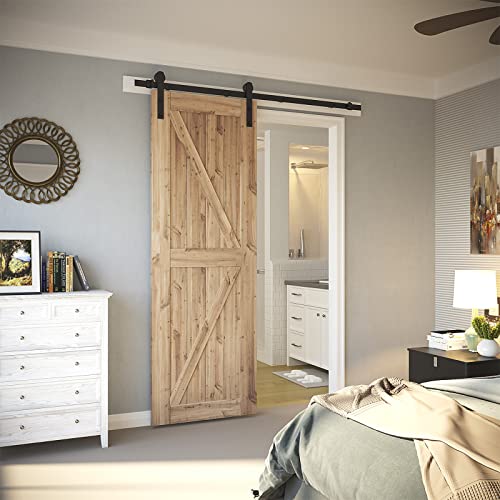 Image of SMARTSTANDARD 5.5ft Sliding Barn Door Hardware kit, Fit 30-33 inch W Doorpanel