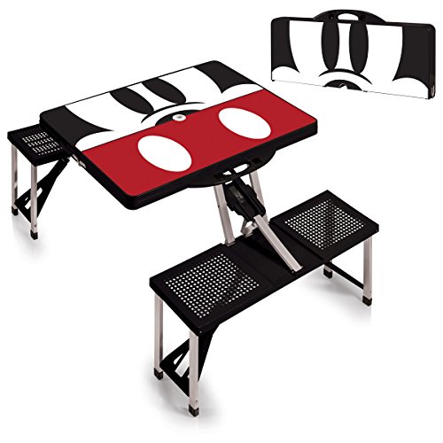 Oniva - A Picnic Time Brand - Disney Mickey Mouse Folding Picnic Table - Camping Table - Outdoor Table With Umbrella Hole, (Black) #TOP1