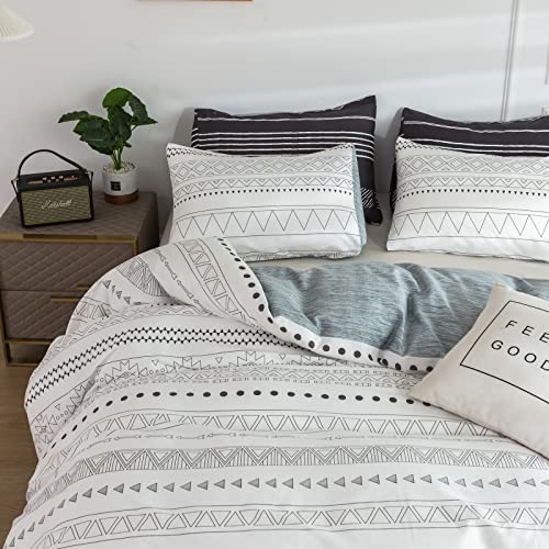 Mukka 100% Cotton Boho Duvet Cover Set Queen 3Pcs Aztec Bedding Set Geometric Farmhouse Comforter Cover And Pillowcase Ultra Soft Breathable Zipper Closure(No Comforter) (Magic, Full/Queen(90"*90")) #TOP2