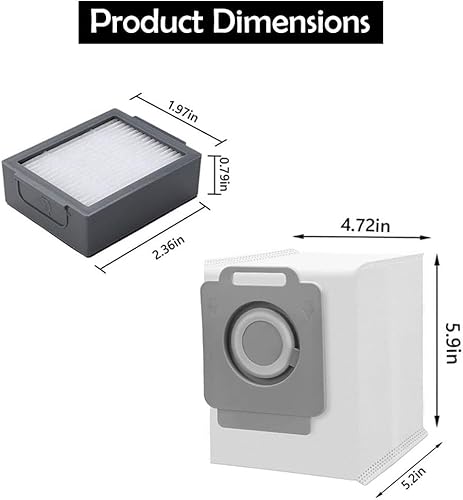 Miniatura 2 de Kit de piezas de repuesto compatible con aspiradora iRobot Roomba i7 i7+ i6+ i8 i3+Plus E5 E6 E7, 8 filtros HEPA y 10 bolsas de aspiradora