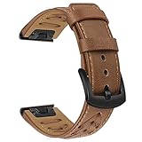 TRUMiRR Watch Band for Fenix 8 51mm / 7X / 6X Pro / 5X Plus, 26mm Quick Fit Leather Watchband V-Pattern Strap for Garmin Instinct 3 Solar 50mm / Epix Pro / Enduro 3 / Descent Mk3i
