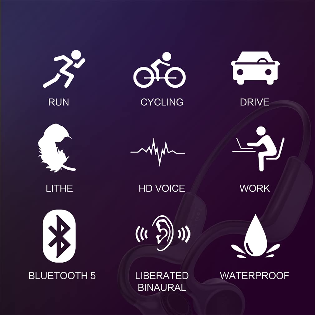 Kości przewodzący słuchawki Bluetooth Open Ear Wireless HIFI Stereo Słuchawki z mikrofonem, do sportu Fitness Cycling Bieganie jazdy,Gray