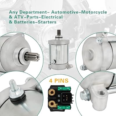 Starter & Relay Compatible with 2007 2008 Yamaha Grizzly 700 YFM7FG Replace # 1S3-81890-00-00 18888 410-54147 SMU0503 495346 Raptor 700 700R Rhino 700 Viking 700 Viking VI 700 Wolverine 700
