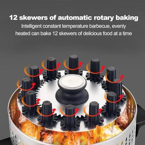 Electric Barbecue Grill, 1200W Smokeless Grill with 12 Forks, 360° Even Heating, Adjustable Temperature, Easy to Clean for Home Kitchen and Restaurant - Image 2
