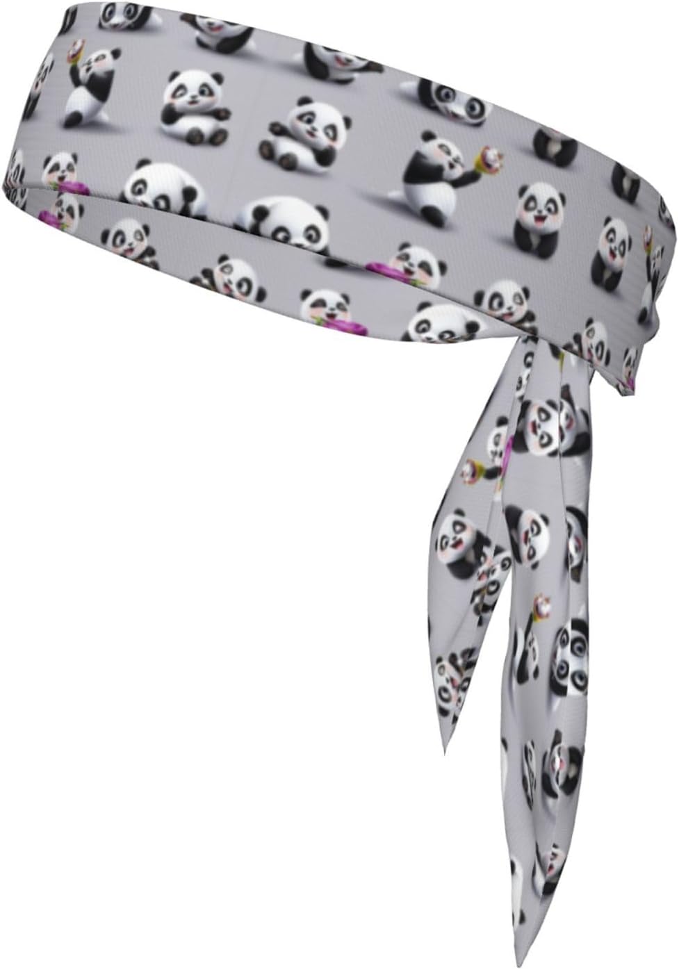 Tie Headband Men Women, Pandalush Print Sports Sweatband | Adjustable Tie-Back, Moisture Wicking. For Running Yoga Tennis Basketball Cycling Workout, Pandalush Pattern