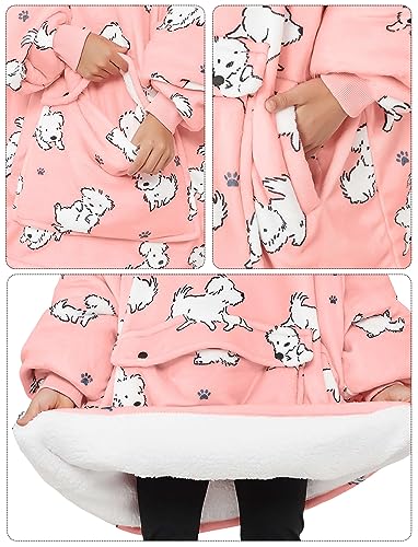 Image of KFUBUO Wearable Blanket Hoodie for Kids With Pocket, 6-10 Year Old, Dog | Sherpa, Heavy Material, Oversized Sweatshirt Blanket, Kids Blanket, Girl Boy Gifts, Hooded Blanket Kids, Cozy Gifts for Kids