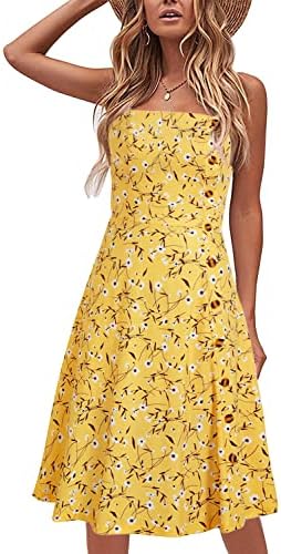 Women's Casual Summer Beach Flattering Flowy A-Line Spaghetti Str...