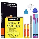 Galaxy S20 Ultra Battery, (Upgraded) MAXBEAR 5500mAh 3.85V Li-Polymer Replacement Battery...