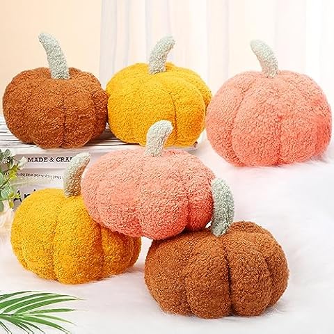 6 Pcs Fluffy Pumpkin Decorative Pillows Cover