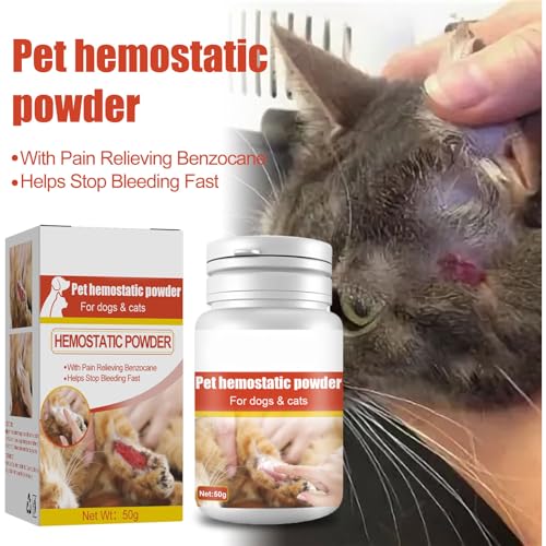 DIIOOMIEEU Blutstopfenpuder, sicher für Hunde und Katzen, Blutstopper, Welpenhaus, Berufsbedarf, traumatisches Pulver, 50 ml