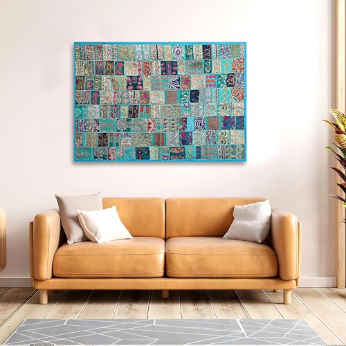 Indian Handmade Embroidered Patchwork Wall Hanging Tapestry – Vintage Saree