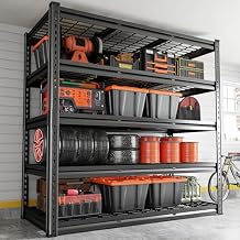 REIBII 72" H Garage Shelving 3000LBS Metal Shelving Heavy Duty Storage Shelves Adjustable Metal Shelf 5 Tier Pantry Shelves for Warehouse Garage Basement Pantry 48" W x 24" D x 72" H