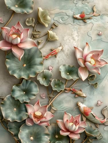 Peinture Diamant anti-stress grand format poisson fleur broderie 5D DIY
