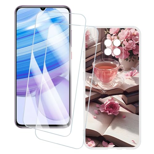 OAGELIM 2�Z�b�g �X�N���[���v���e�N�^�[ + �P�[�X Xiaomi Redmi 10X Pro 5G (6.57 �C���`) �Ƃ̌݊������� �A�[�e�B�X�e�B�b�N�J�X�^���v�����g�J�o�[�Ƌ����K���X�t�B���� �X�N���b�`�h�~ (�s���N�̌ߌ�)