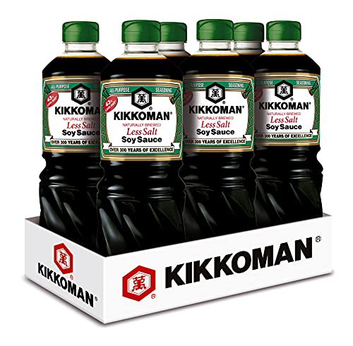 6x1L Salsa di soia Kikkoman ridotta in sale con il 43% di sale in meno