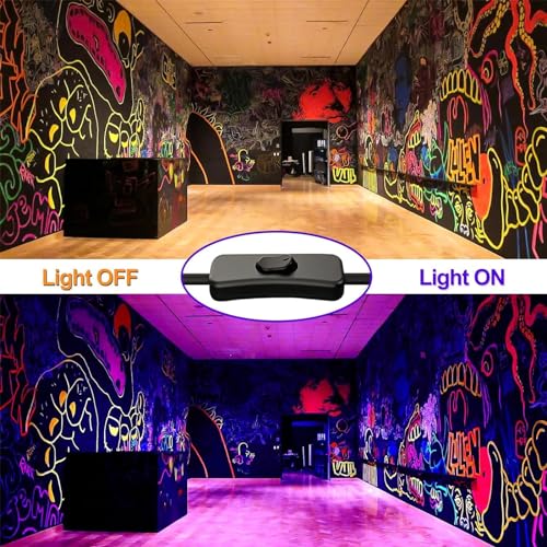 CREATESTAR UV Schwarzlicht Strahler 100W, LED Schwarzlichtlampe IP65 Wasserdicht UV Fluter mit Stecker, Flutlicht für Glow Party, Bar, Disco, Blacklight Party (1 Stück)