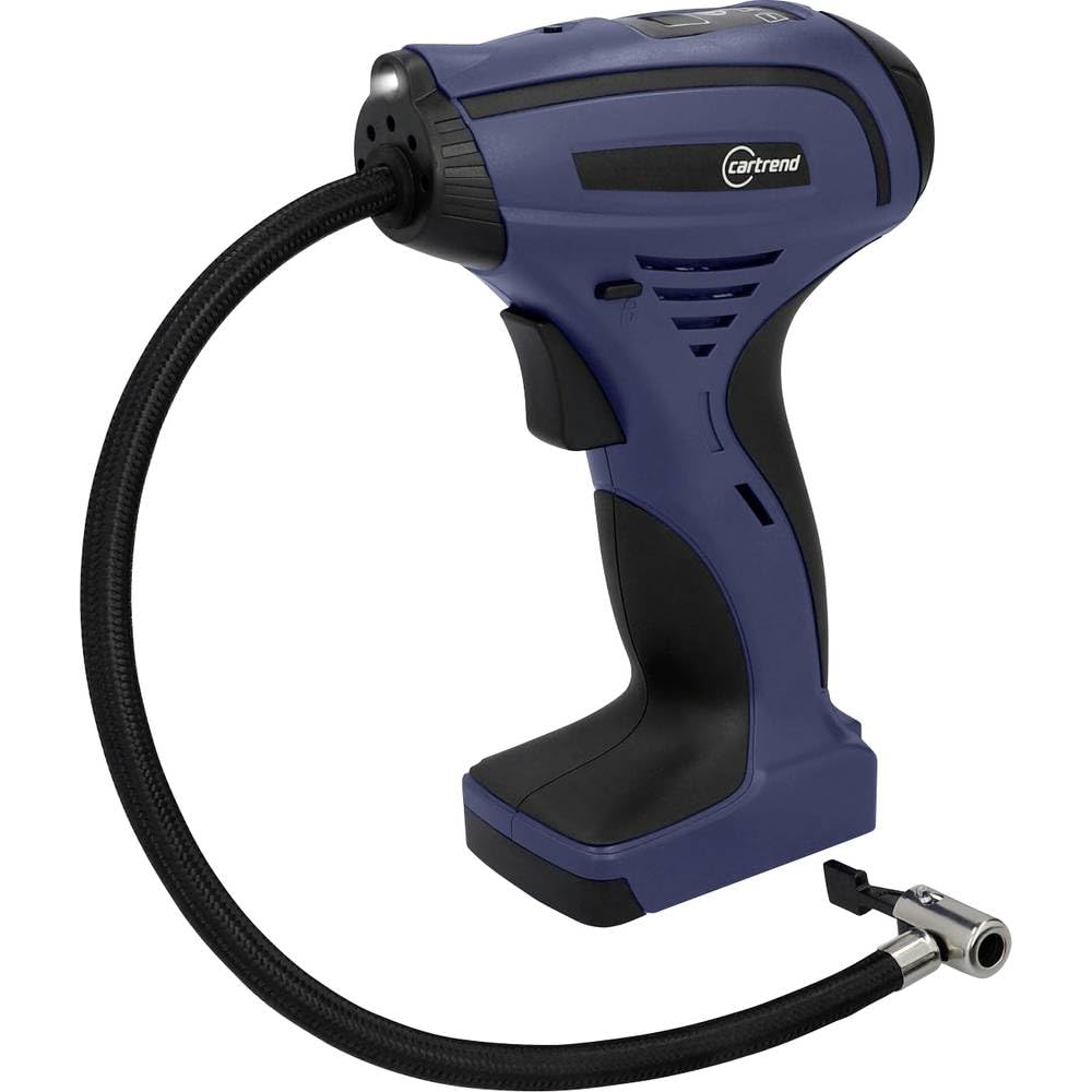 cartrend 10728 LED Handkompressor 12V, beleuchtet,Luftpumpe für Reifen,Bälle,Luftmatratzen,Schwimmhilfen,mit LCD-Display, 25 l/min, 8,3 Bar