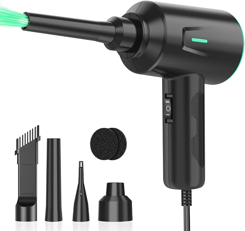 Meudeen Air Duster - Soplador de aire eléctrico - Limpieza de alta potencia de 5.74 oz para computadora - PC - Aire comprimido de 2 engranajes