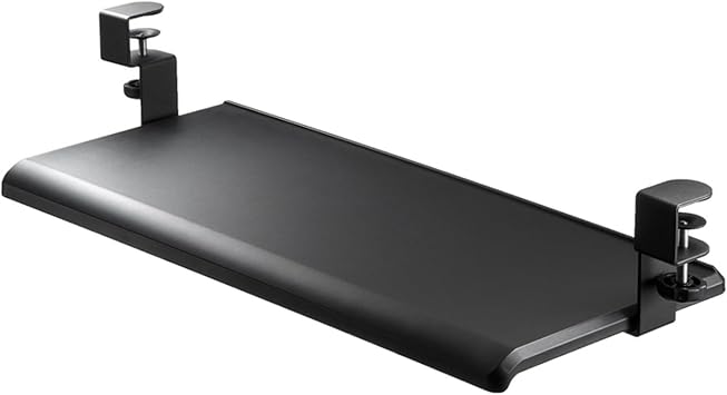 Keyboard Tray Under Desk, Clamp-on Computer Keyboard and Mouse Tray, Slide-Out Platform Drawer for Typing, Black