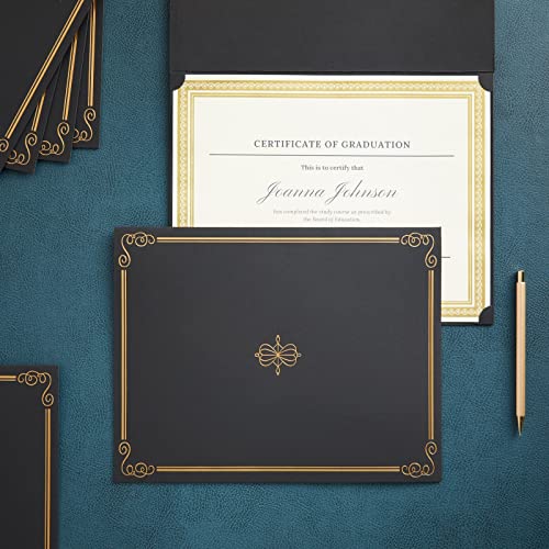 24-Pack Black Certificate Holders With Elegant Gold Foil Design For Letter-Size 8.5 X 11 Documents, Achievements, Certificates, Graduation Diploma Cover (11.2 X 8.8 In) #TOP2