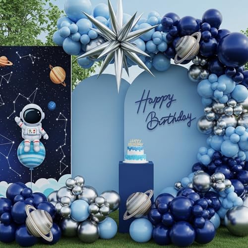 Image of TONIFUL Happy Birthday Sign for Backdrop - Navy Blue Felt Banner - Includes Dot Glue - Perfect for Birthday Party Backdrop,Wall Decor,Balloon Arch,Photo Background