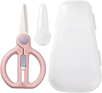 Vista 9 de Tijeras de cerámica para alimentos para bebés con estuche de viaje, tijeras para niños pequeños con bloqueo de seguridad, ideales para pizza