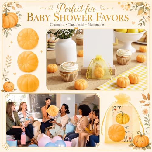 Image of 50 Sets Fall Pumpkin Soap Favors Wedding Baby Shower Guest, Yellow
