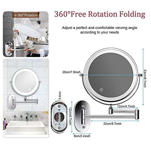 Miroir grossissant 10x mural LED réglable pour vision nette - 8