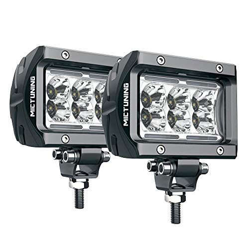 MICTUNING 2Pcs LED Light Pods Unlimited-GO K1 4 Inch 18W Off Road Flood LED Light Bar 1620lm White Light Compatible for Trucks, Motorcycles, SUVs, ATVs, Cars, Boats, Trailer