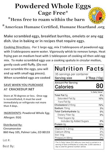 1 POUND (16 OZ), 35 Servings, Cage-Free Whole Eggs, USDA Licensed, Freshest eggs! Made in the USA, 35 Large Eggs, 1 INGREDIENT - EGGS! FARM FRESH, NON GMO, ALL NATURAL, RESEALABLE POUCH.