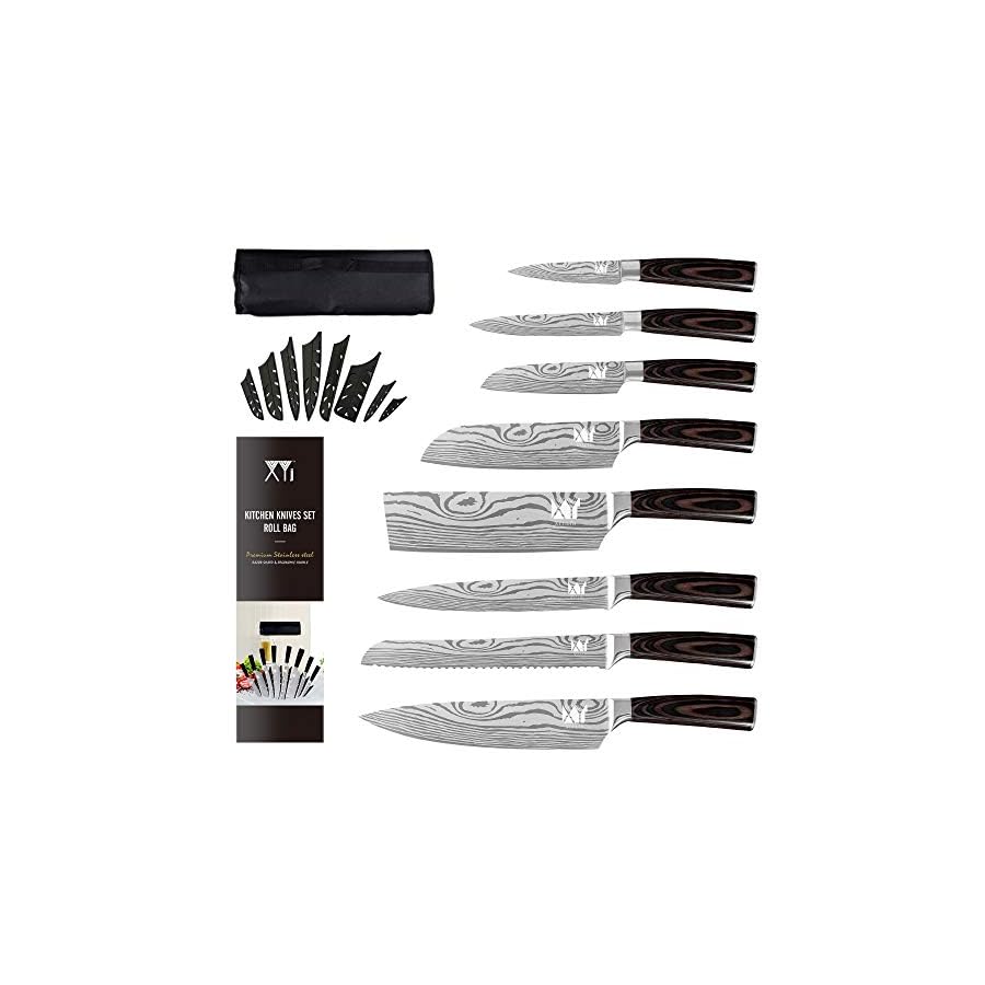 XYJ-Set-of-Knives-8-pieces-Stainless-Steel-Kitchen-Knife-Vegetable-Nakiri-Knife-Meat-Ham-Steak-Bread-Slice-Knives-With-Carry-Roll-Bag-Chef-Tools-Set-Coffee XYJ Set of Knives 8-pieces Stainless Steel Kitchen Knife Vegetable Nakiri Knife Meat Ham Steak Bread Slice Knives With Carry Roll Bag Chef Tools Set (Coffee)