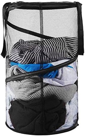 Kyle Bernard Pop-Up Mesh Laundry Hamper, Foldable Collapsible Laundry Basket with Handles and Lid for Dirty Clothes, Baby Accessories Toys, Sporting goods