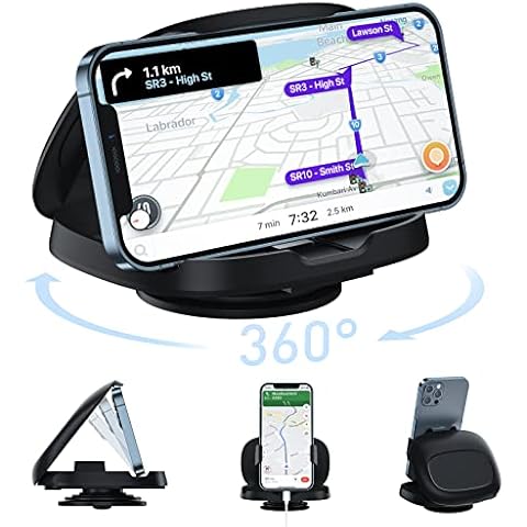 JOYEKY Cell Phone Holder for Car, Vertical Horizontal Car Phone Mount with 360° Rotate Dashboard Cradle Compatible iPhone Samsung Galaxy Android Smartphones, GPS Devices Cover