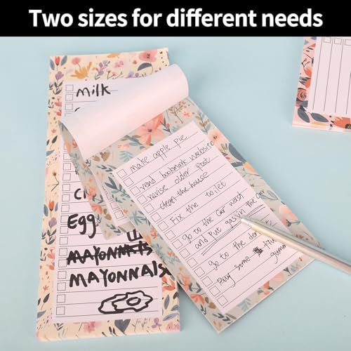 bssmmai 6 sztuk Magnetyczne notesiki 2 uchwyty na długopisy, 50 arkuszy/sztuka Lista zakupów Magnetyczna lodówka, karteczka na zakupy Blok do listy rzeczy do zrobienia, notesiki