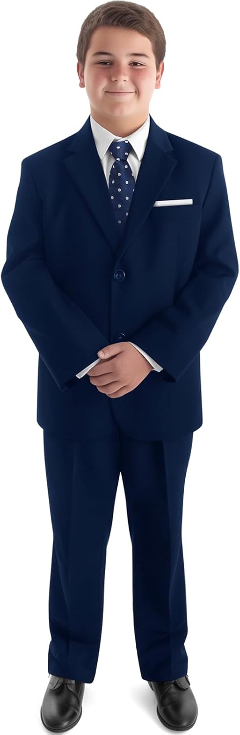 Boys Slim Fit Suit Set with Shirt, Tie & Vest