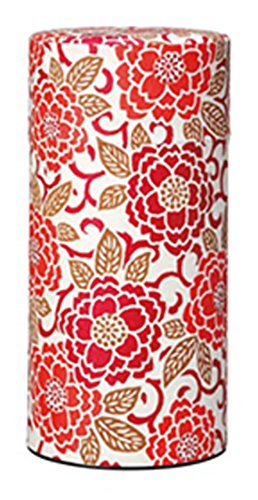 Ryu Mei Edo Sakura Yuzen Japanese Tea Canister | Imported Japanese Tea Storage Tin | 202E03 | Orange Sakura