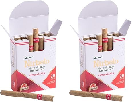 Herbal Filter Dhoompan, Tobacco and Nicotine Free, Natures Alternative, 40 pieces, Pack of 2, Strawberry Flavor