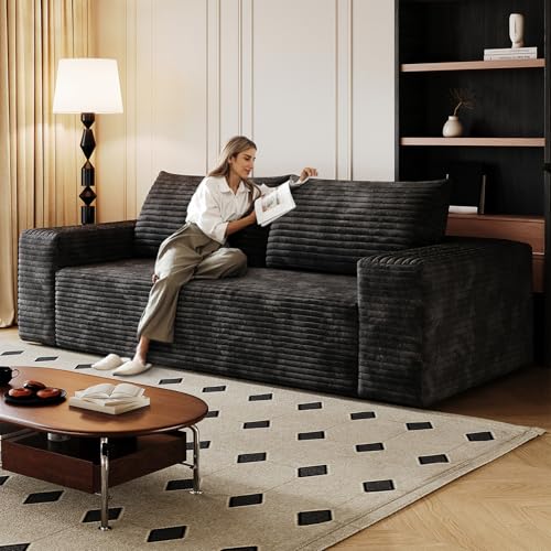 Anwickjeff Boneless Sofa in a Box, 71" Black Deep Seat