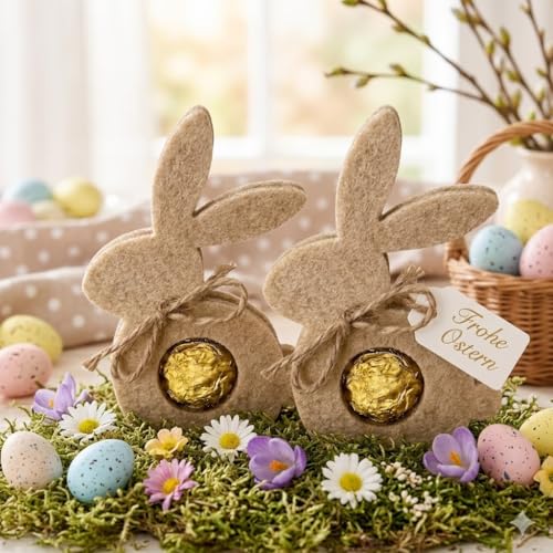 10 Stück Osterhase Bunny „Rocher“ Gastgeschenk Tischdeko Mitbringsel Ostern